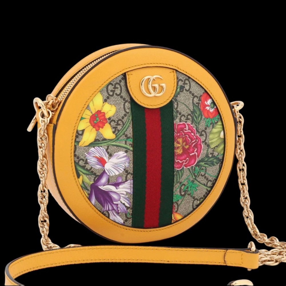 Gucci Ophidia Mini GG Flora Round Shoulder/Crossbody Bag LIKE NEW